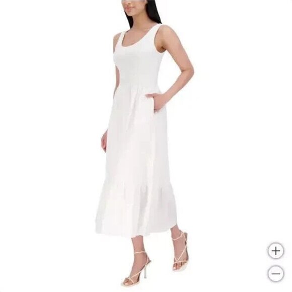 Steve Madden Ladies' Maxi Dress Scoop Neck Sleeveless, White, Size L 'NEW' - Picture 1 of 3